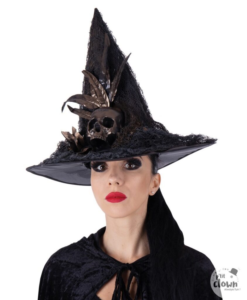 CHAPEAU DE SORCIÈRE (Motif tête de mort)