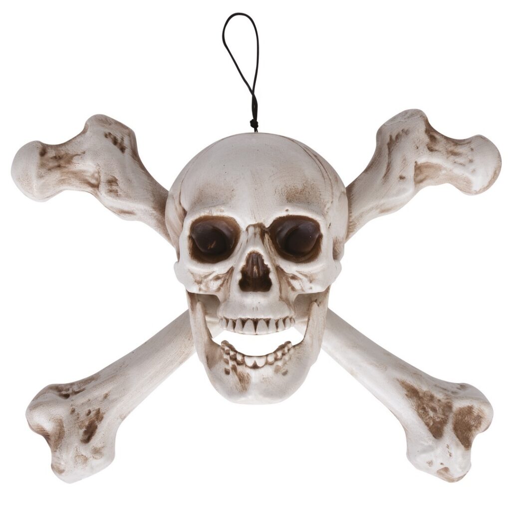 TÊTES DE MORTS os de pirate à suspendre (Diamètre 40 cm)