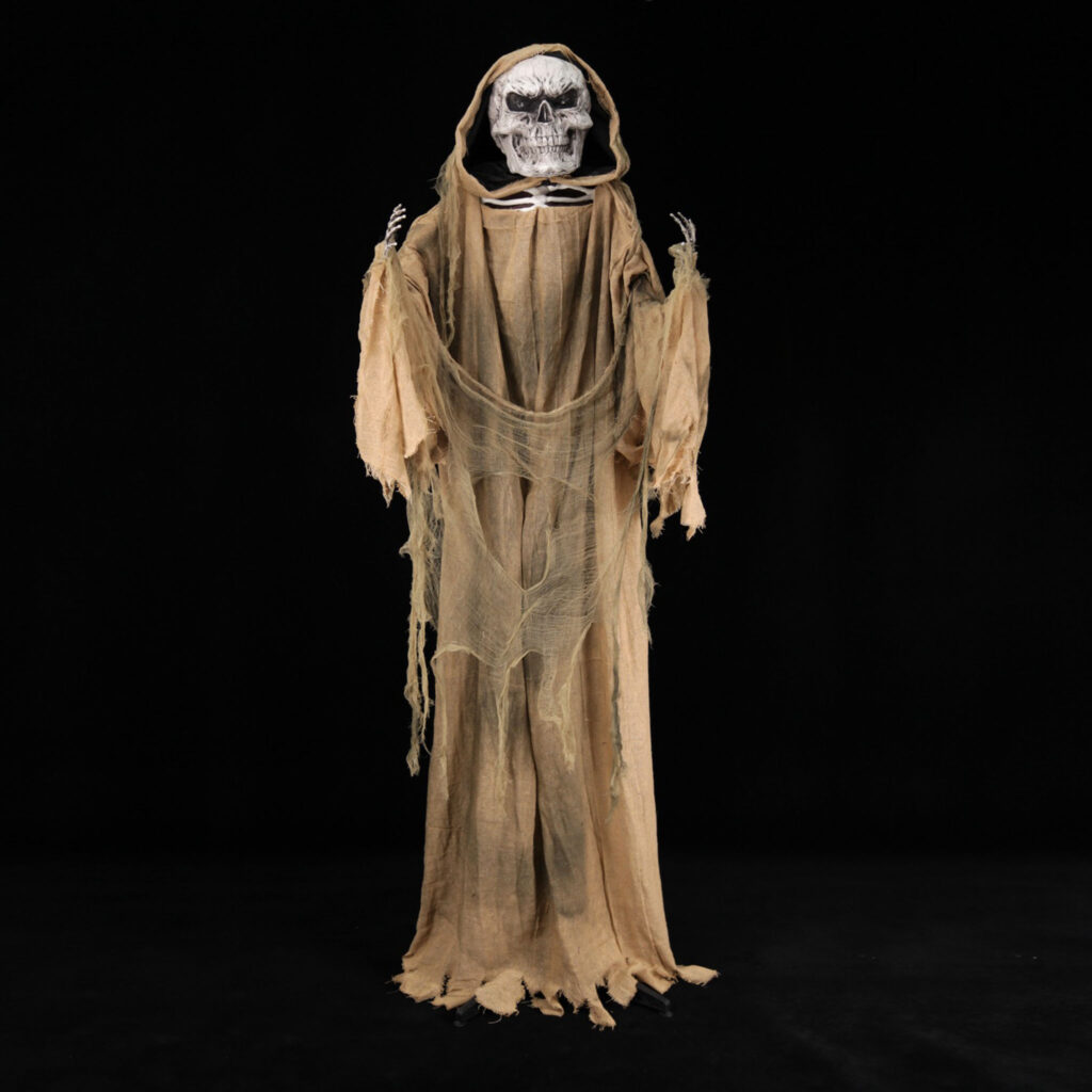 SQUELETTE ZOMBIE MARRON (Automate son et lumière) Taille 180 cm - Démo vidéo
