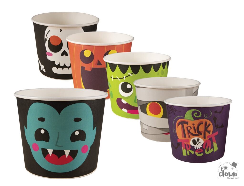 PACK 6 SEAUX HALLOWEEN (Pots à bonbons en carton)