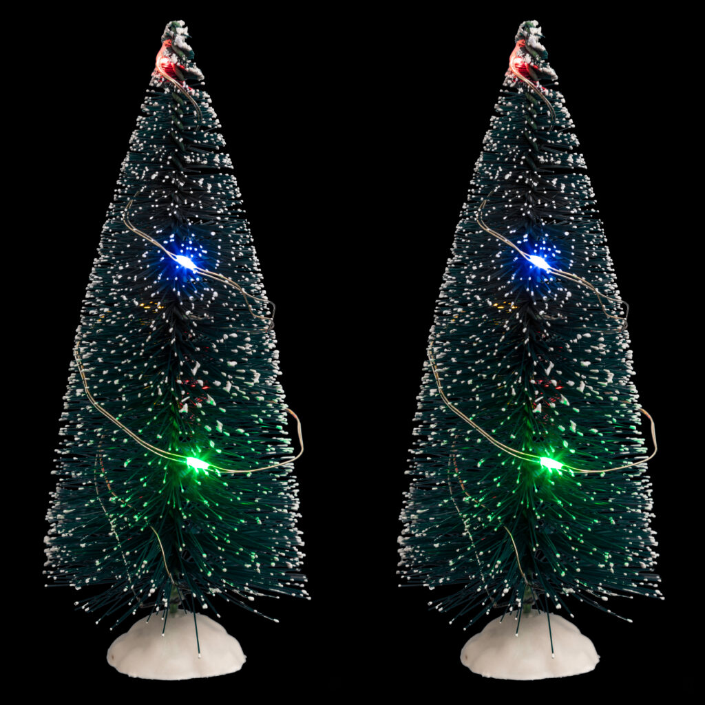 DUO SAPINS LUMINEUX (Sapins de table - 15 cm)