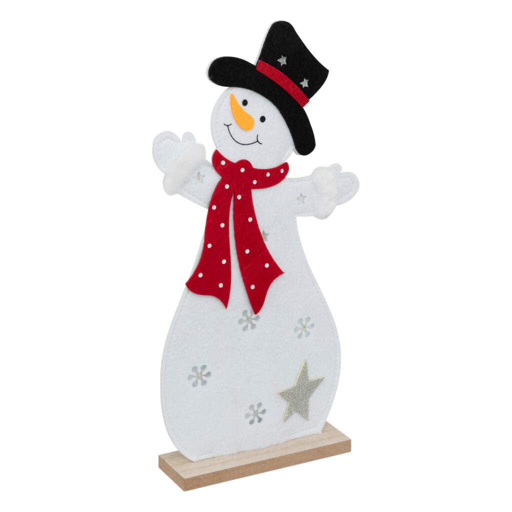 BONHOMME DE NEIGE (Décoration feutrine 37 cm) Effet lumineux