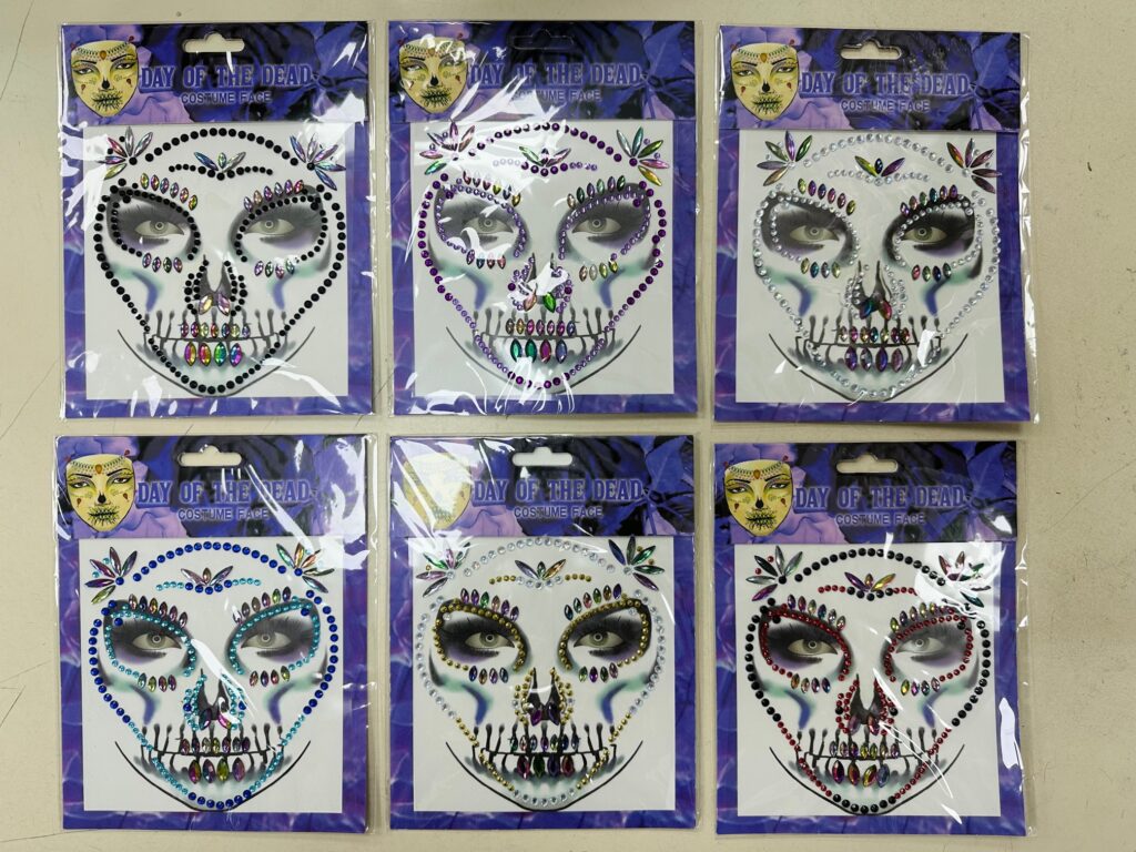 TATOUAGES TÊTE DE MORT (Pack 12 tatouages strass)