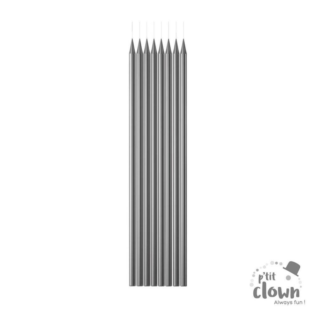 BOUGIES FINES ARGENTÉES (Blister 24 pièces - 15.3 cm)