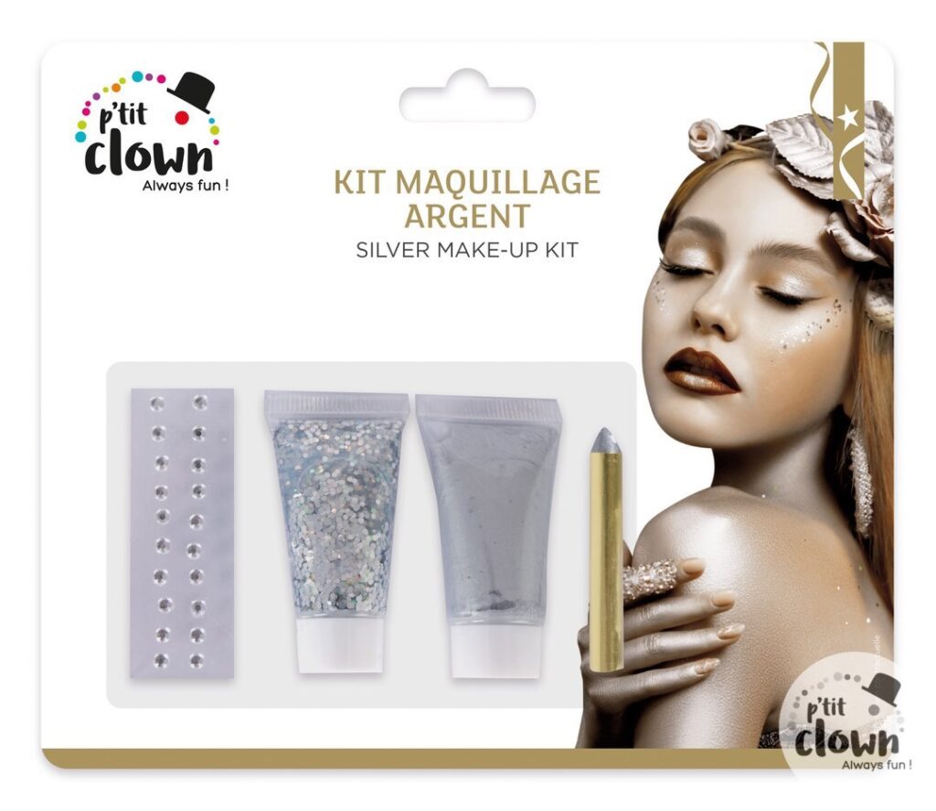 KIT MAQUILLAGE ARGENT (Paillettes argentées)