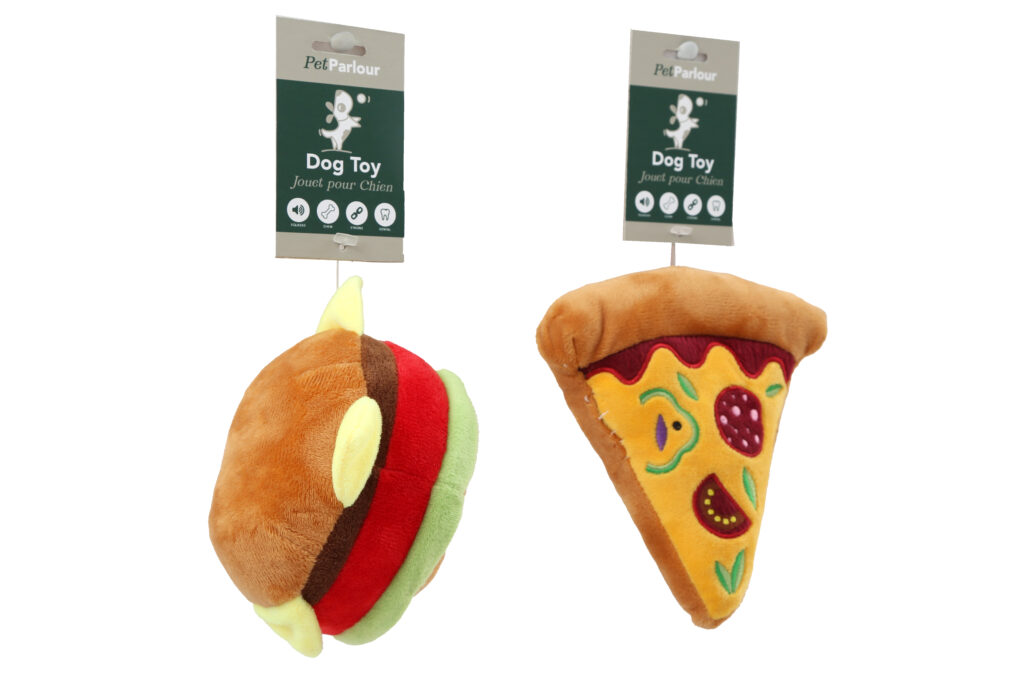 JOUET BURGER OU PIZZA (Jouet sonore pour chien)