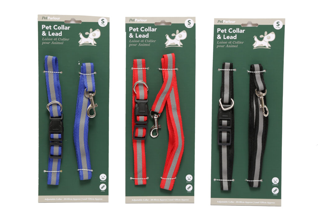 PACK COLLIER ET LAISSE (Réfléchissants pour chien) Taille S - 5 à 15 KG