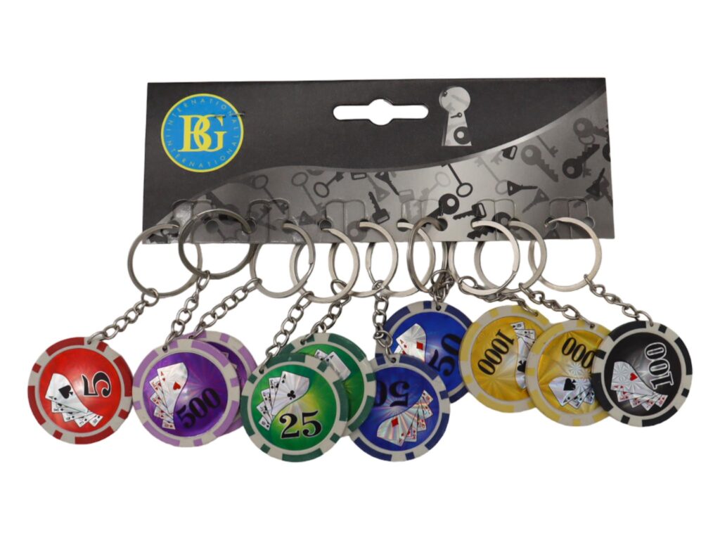 PORTE CLÉ JETON POKER (Pack 12 pièces - 4 cm)