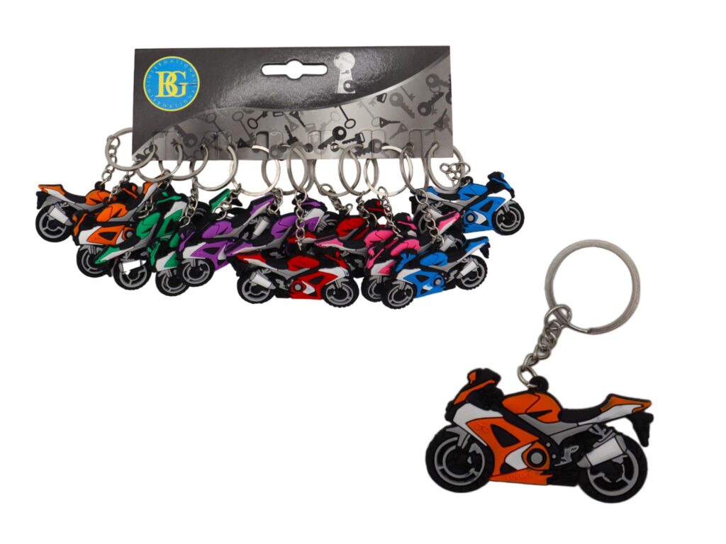 PORTE CLÉ MOTO COURSE (Pack 12 pièces - 6.5 cm)