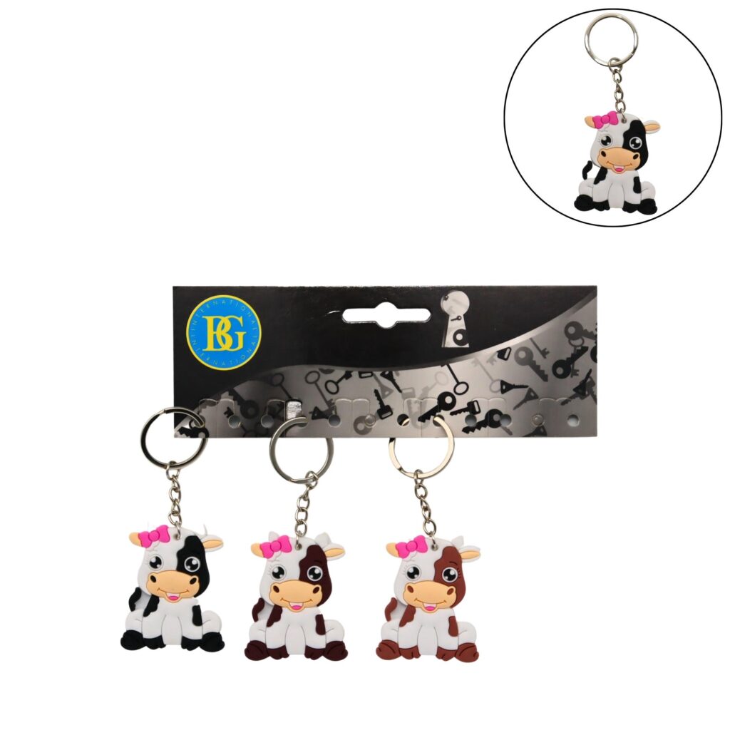 PORTE CLÉ VACHE SYMPA (Pack 12 pièces - 5.5 cm)