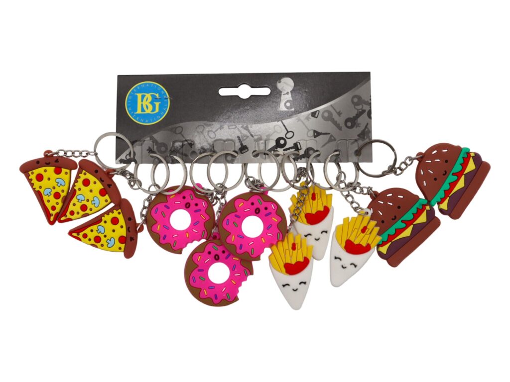 PORTE CLÉ THÈME SNACK (Pack 12 pièces - 4.5 cm)