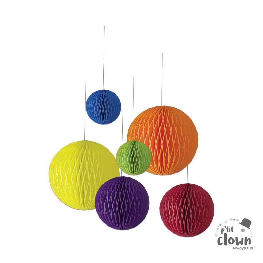 PACK BOULES ALVEOLÉES (Lot de 6 pièces - 6 coloris) Boules à suspendre
