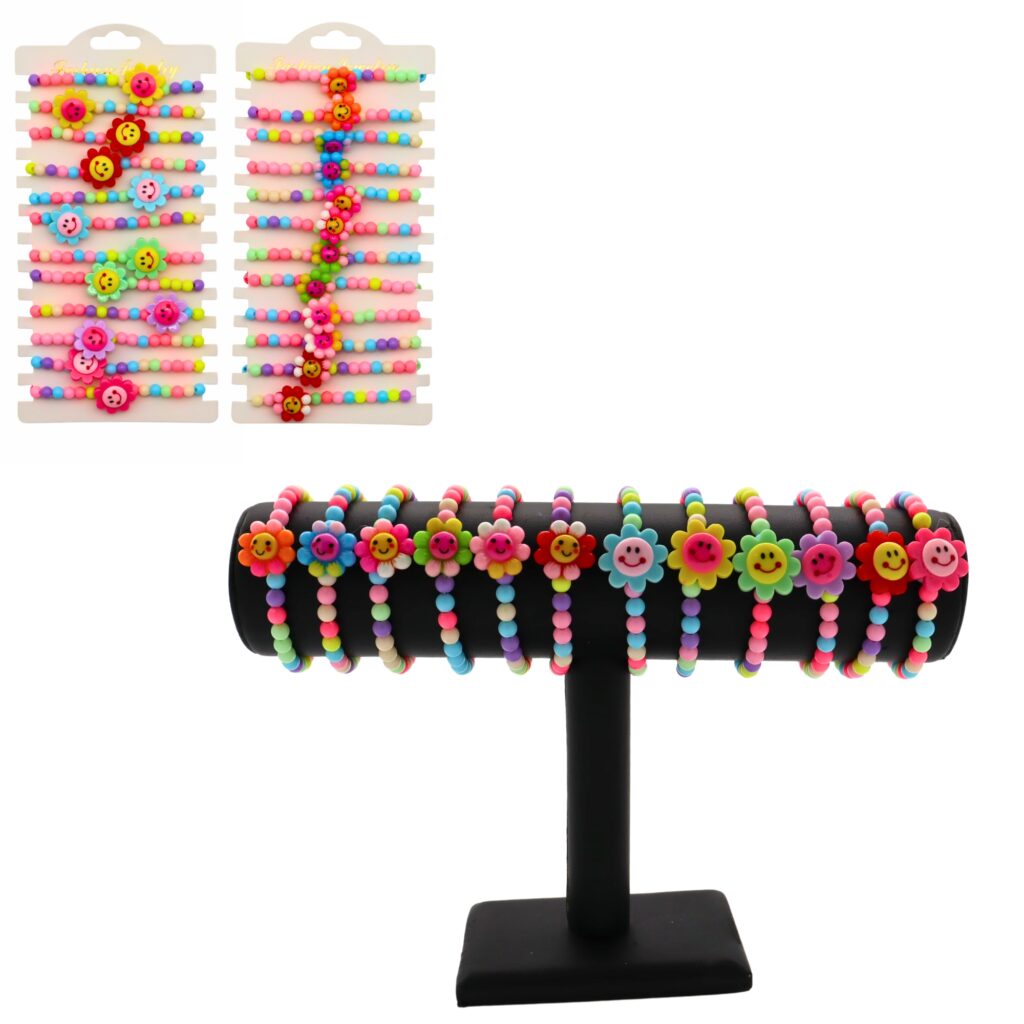BRACELET PERLES FLEUR (Pack 24 pièces)