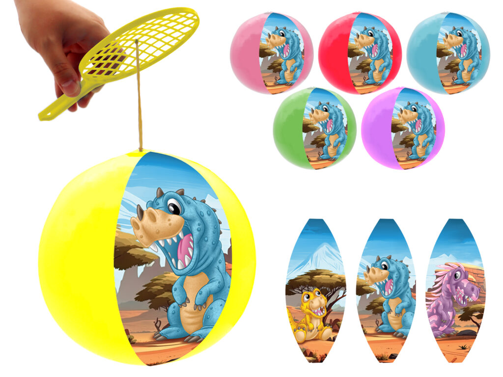 TAPE BALL DINOSAURE (Diamètre 22 cm - 6 coloris)