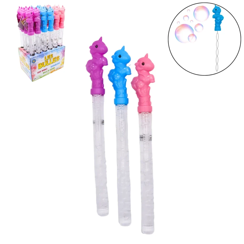 BÂTON BULLES LICORNE (Pack 24 tubes - 3 coloris) Taille 110 ml/37 cm