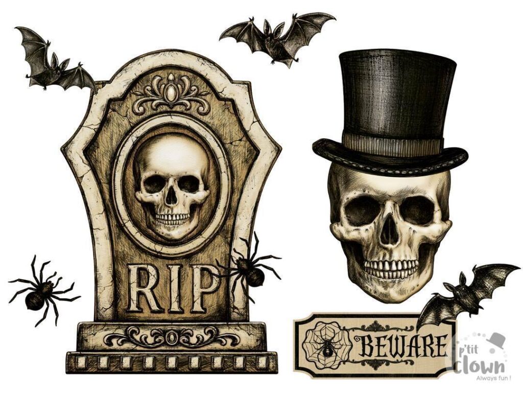 STICKER HALLOWEEN (Dimension 47.5 x 24.5 cm) Modèles aléatoires