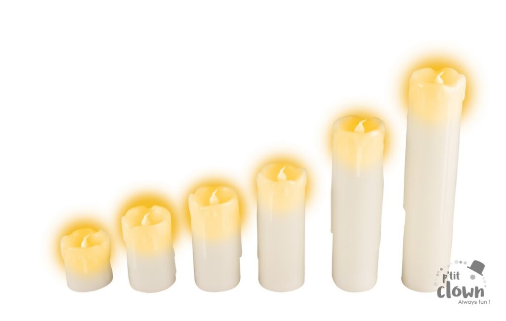 LOT DE 6 BOUGIES LED (Assortiment de 5 à 20 cm) Spécial Halloween