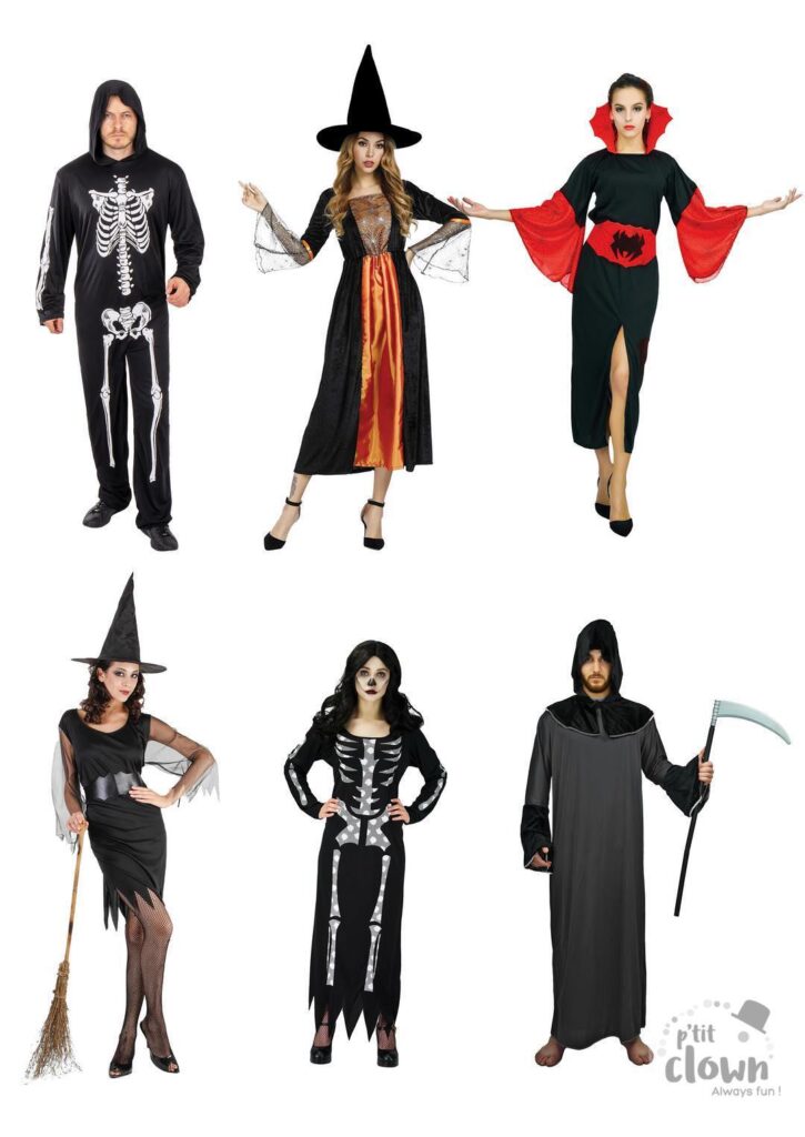 DÉGUISEMENTS HALLOWEEN (PACK MIXTE ADULTES) Tailles S/M L/XL - 36 pièces