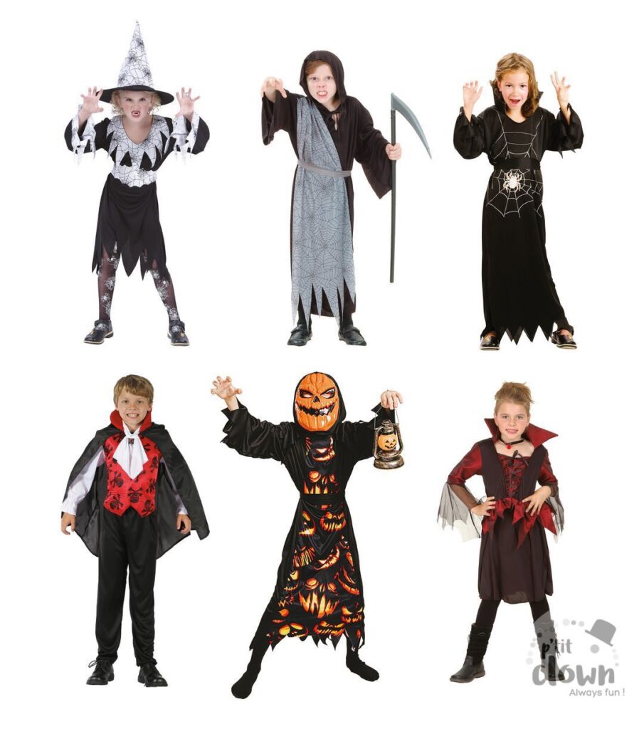 PACK HALLOWEEN ENFANTS (Pack de 36 déguisements) Filles/Garçons de 5 à 12 ans