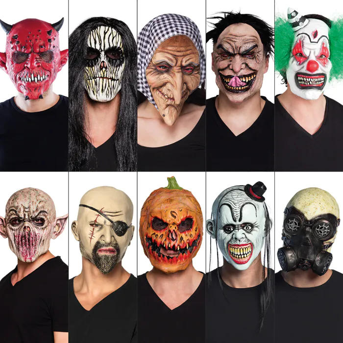 PACK MASQUES HALLOWEEN (Assortiment 10 masques) Masques en latex