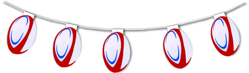 GUIRLANDE THÈME RUGBY (Guirlande papier ignifugé) 10 ballons - 5 mètres