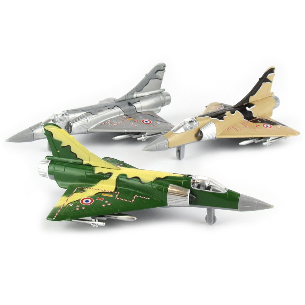 AVION MILITAIRE MIRAGE (Avion rétro friction 20 cm) Coffret 6 pièces assorties