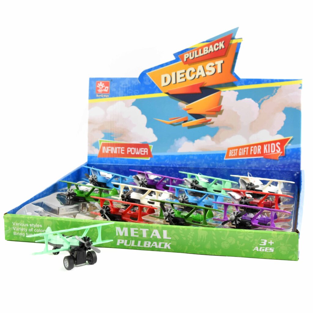 AVION RÉTRO FRICTION (Avion en métal 11 cm) Coffret 12 pièces assorties