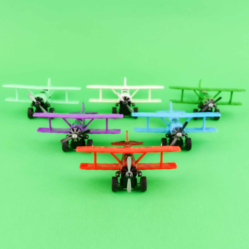 AVION RÉTRO FRICTION (Avion en métal 11 cm) Coffret 12 pièces assorties