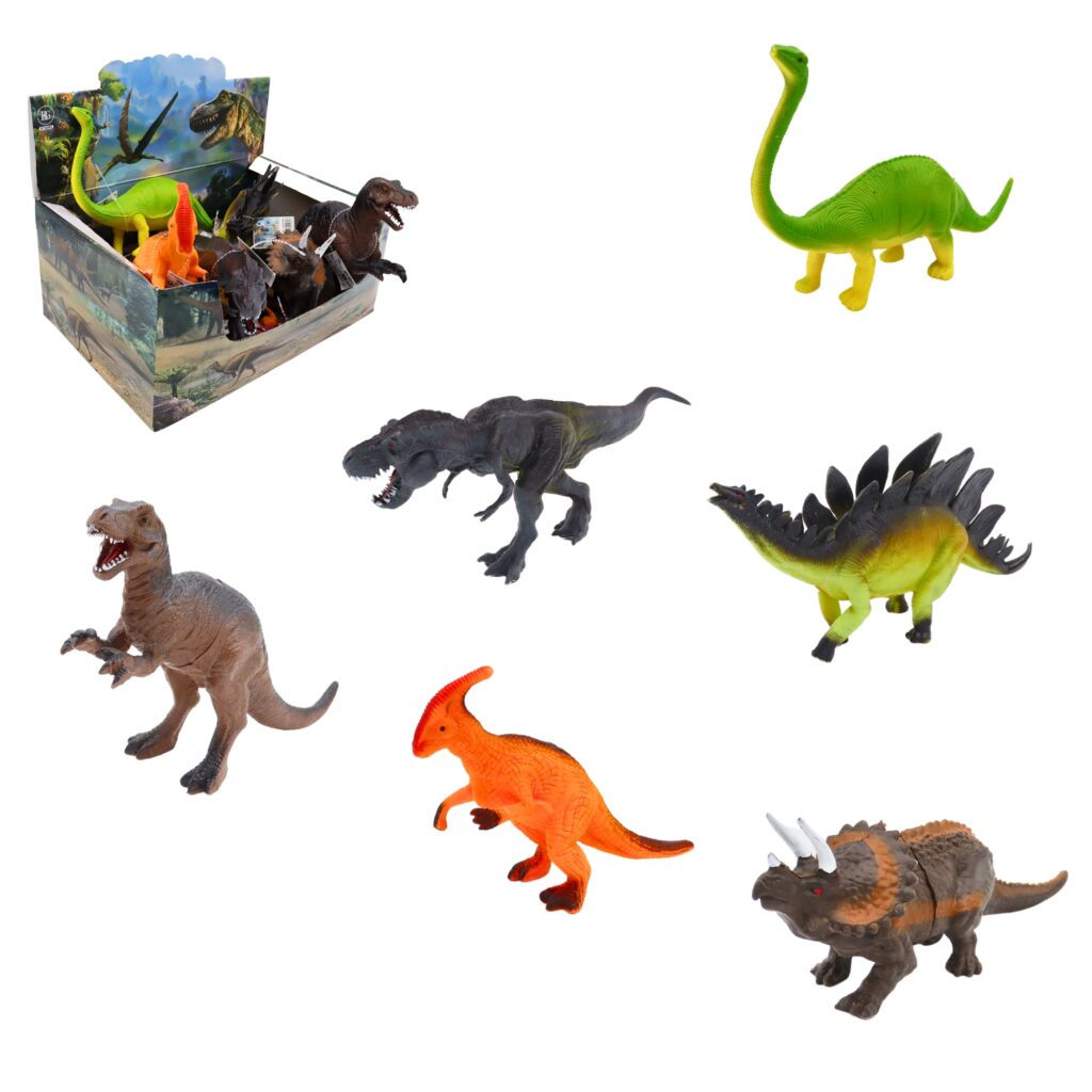 BOITE DE 6 DINOSAURES (Tailles entre 22 et 30 cm)