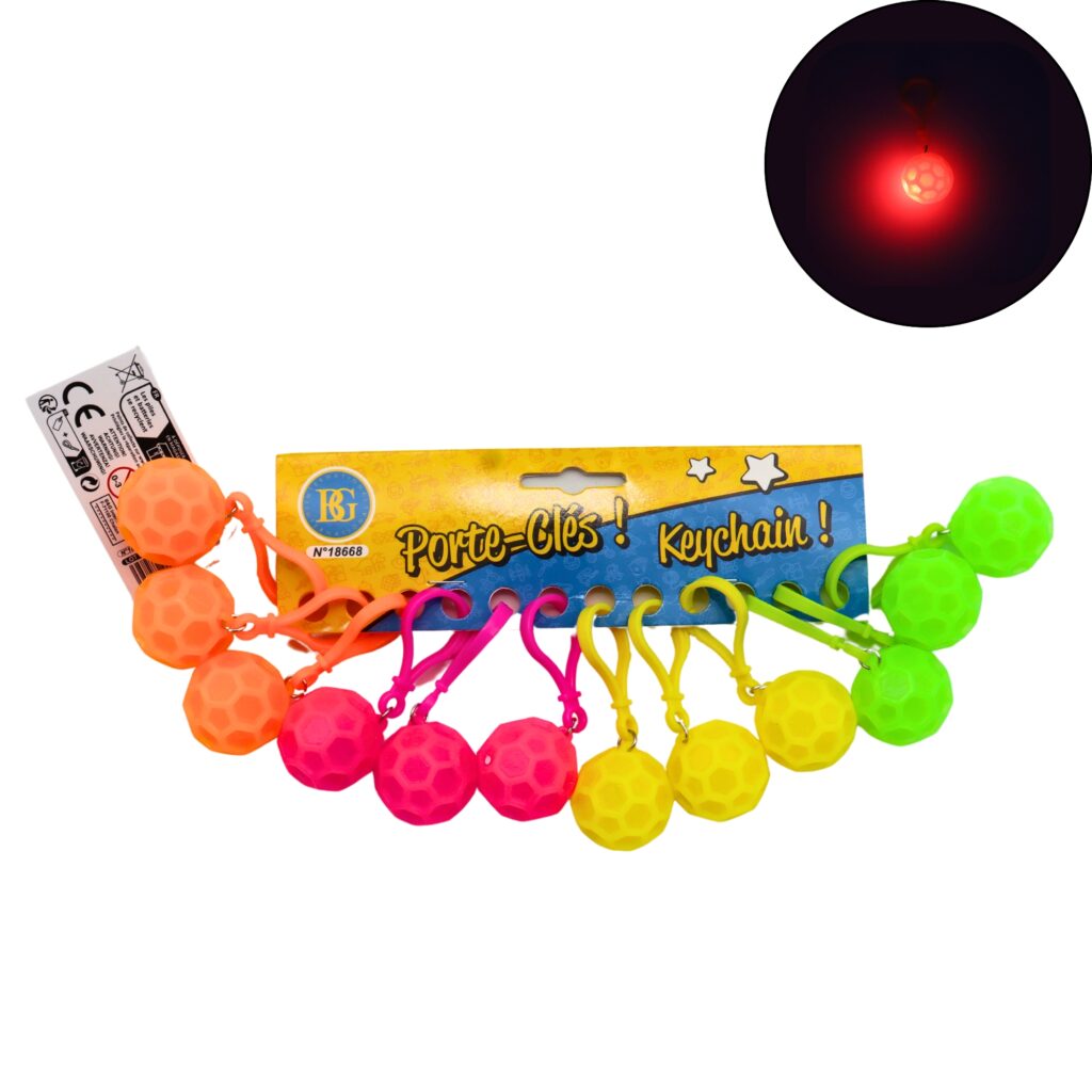 PORTE CLÉ BALLE LUMINEUSE (Assortiment 12 pièces)