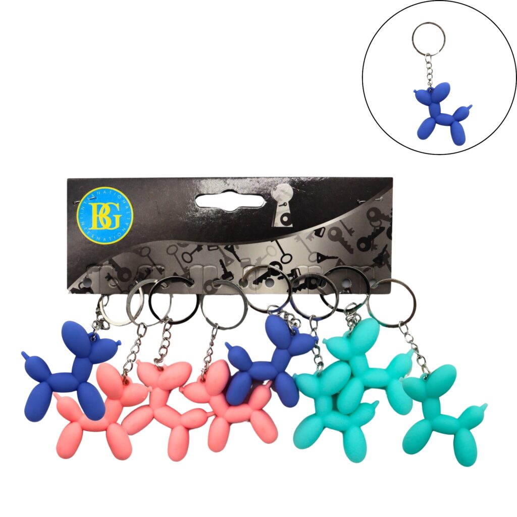 PORTE CLÉ CHIEN BALLON (Assortiment 12 pièces)