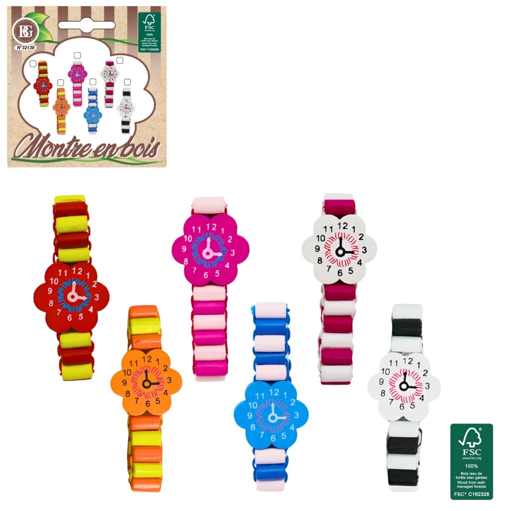 COFFRET MONTRES EN BOIS (Pack 48 pièces 7 cm)