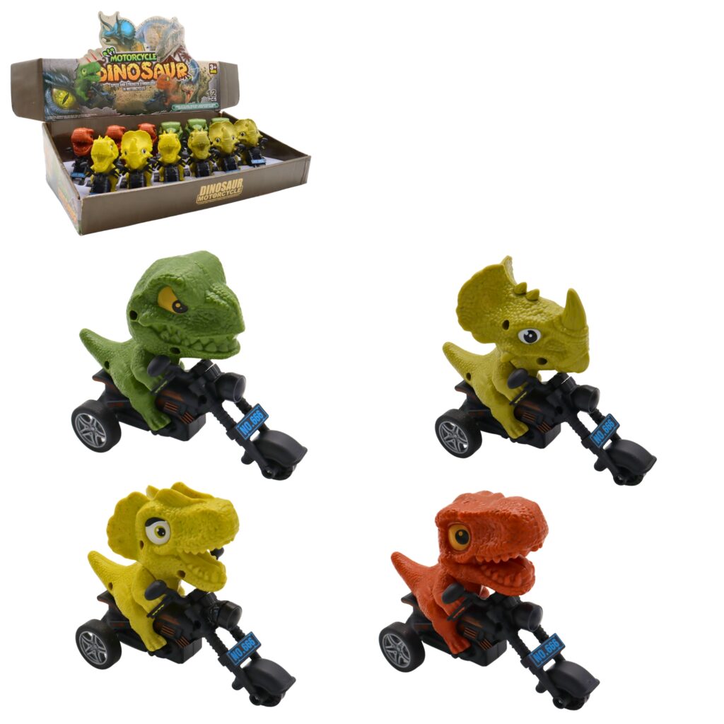 MOTO AVEC DINOSAURE (Pack 12 motos assorties)