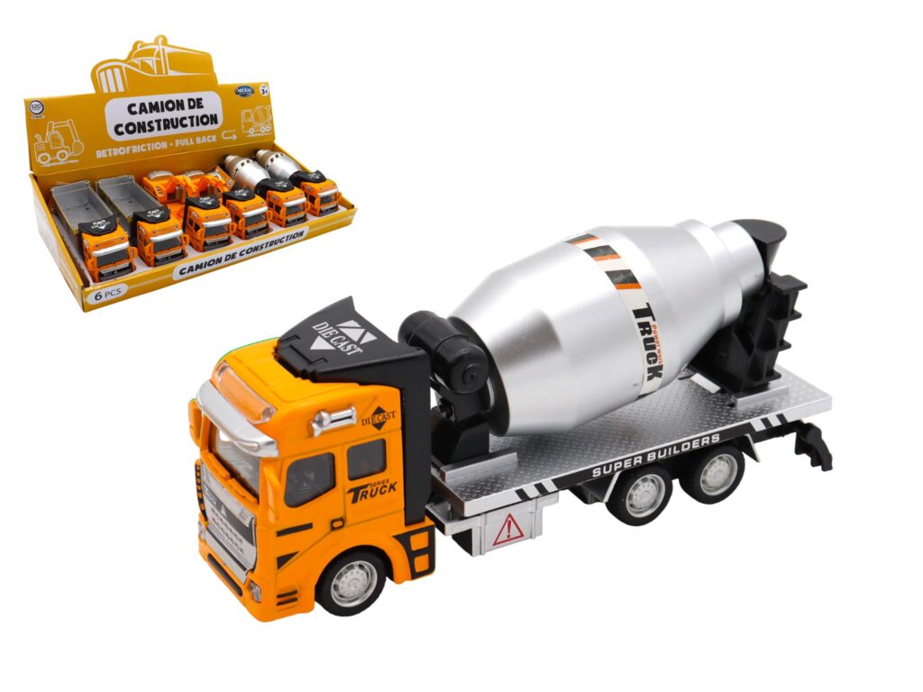 CAMION TRAVAUX PUBLICS (Pack 6 camions métal) Dimension 21 cm
