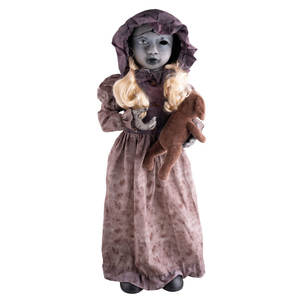 POUPEE SQUELETTE ANIMEE TETE TOURNANTE 95cm(démo vidéo)