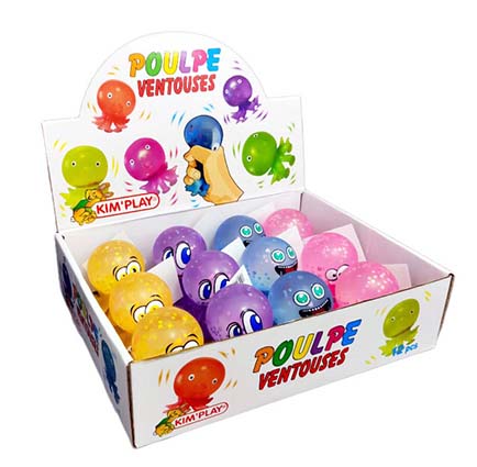 BOX  DE POULPE VENTOUSE ANTI  STRESS (Pack 12 pièces ) Taille 8 cm