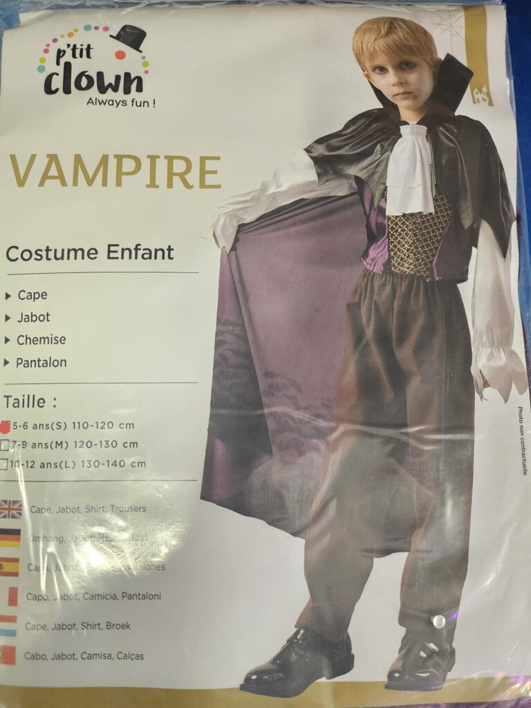 COSTUME PETIT VAMPIRE Tailles enfants