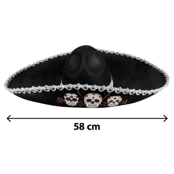 CHAPEAU jours des morts (Sombrero noir - 58 cm)