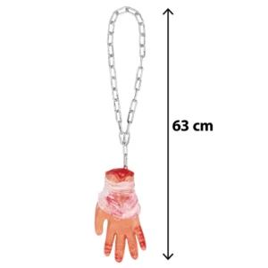 DECORATION MAIN ENSANGLANTE AVEC CHAINE 63CM – Image 2