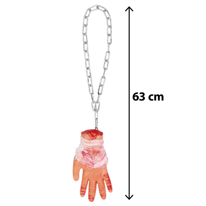DECORATION MAIN ENSANGLANTE AVEC CHAINE 63CM – Image 2