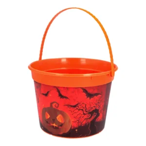SEAU CITROUILLE PLASTIQUE holographique (Pot à bonbons Halloween)