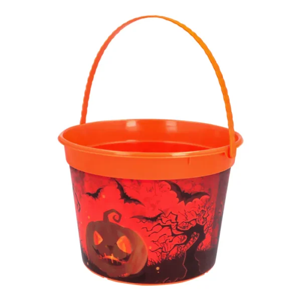 SEAU CITROUILLE PLASTIQUE holographique (Pot à bonbons Halloween)