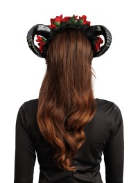 COIFFE REINE MALÉFIQUE (Cornes noires et roses)