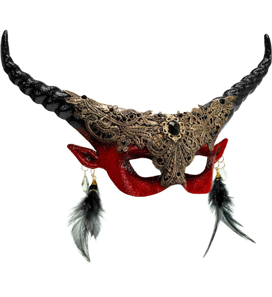 MASQUE DIABLE AVEC CORNE ROUGE