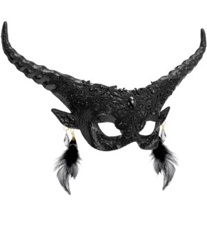 MASQUE DIABLE AVEC CORNE NOIR – Image 1