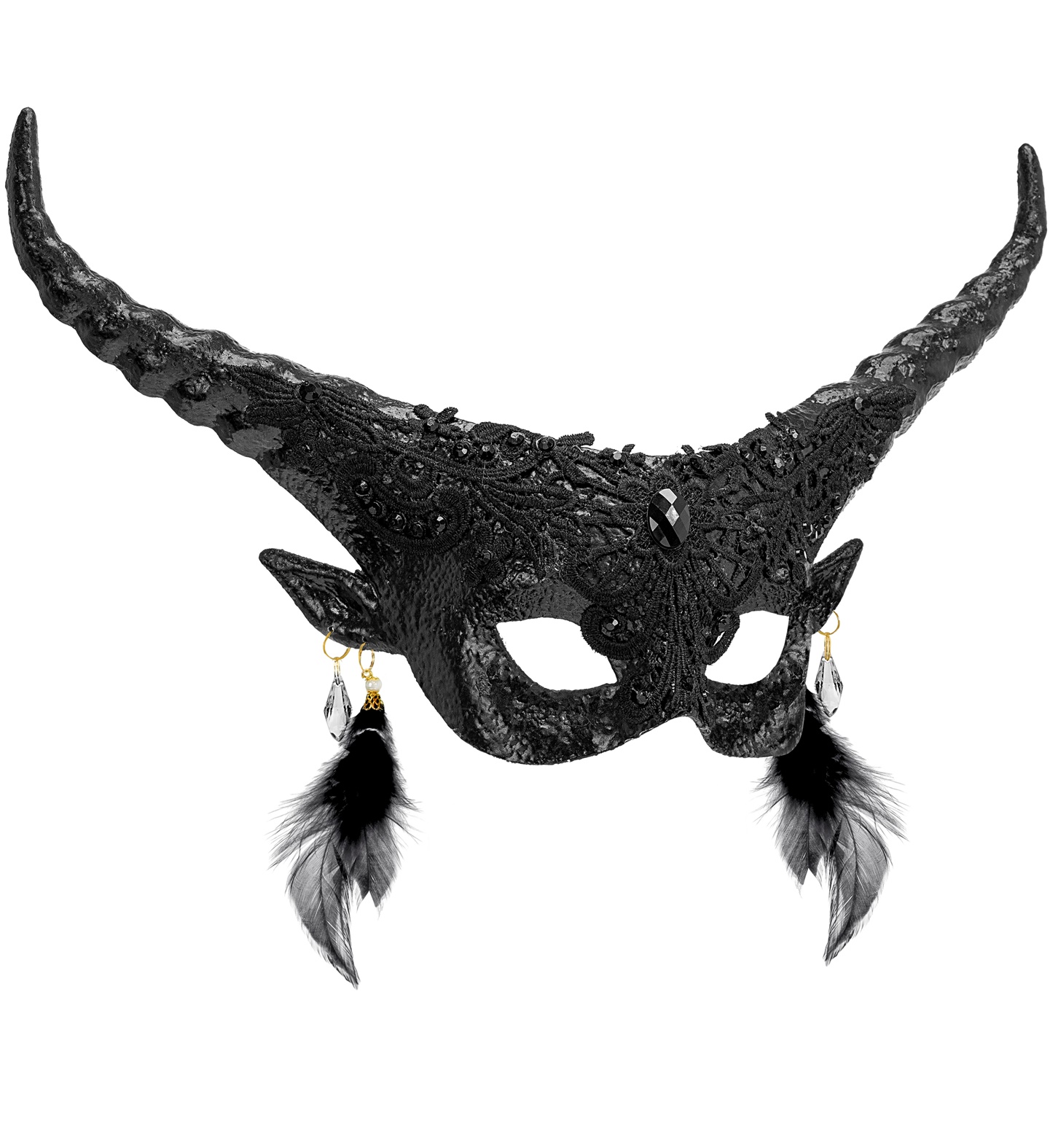 MASQUE DIABLE AVEC CORNE NOIR – Image 1