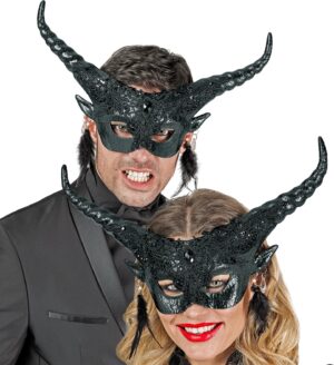 MASQUE DIABLE AVEC CORNE NOIR – Image 2