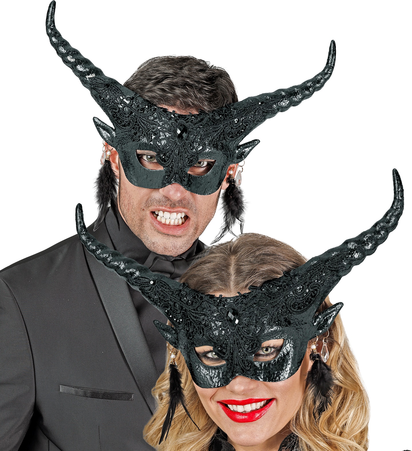 MASQUE DIABLE AVEC CORNE NOIR – Image 2