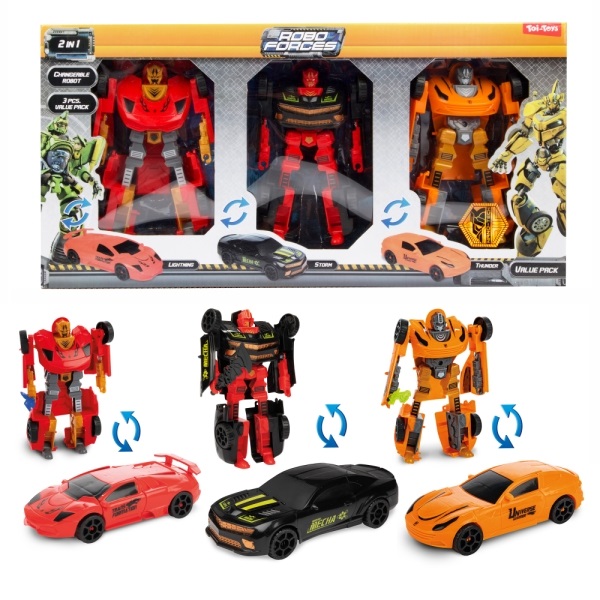 PACK DE 3 VOITURES ROBOTS Roboforces transformers